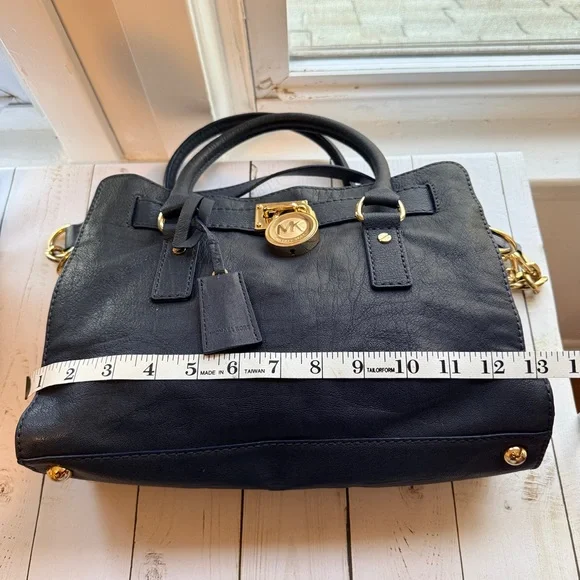 Michael Kors | Navy Hamilton Satchel with Gold Accents - Picture 7 of 12